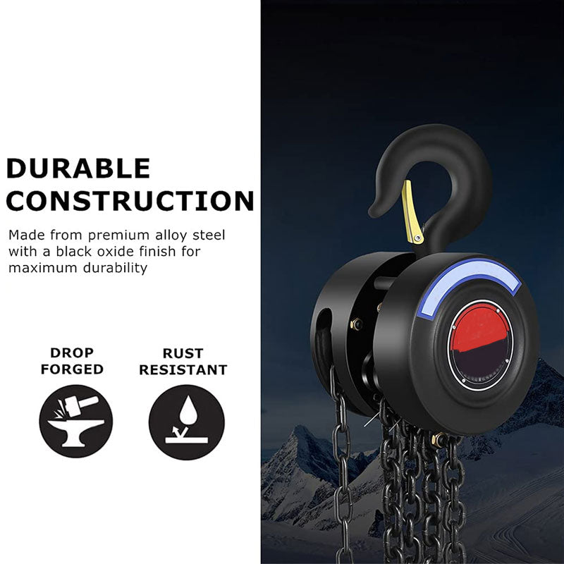BowLift | Manual Chain Hoist, 1 Ton / 2000 lbs Capacity, 10 Ft Lift, For Transport And Shop Lifting