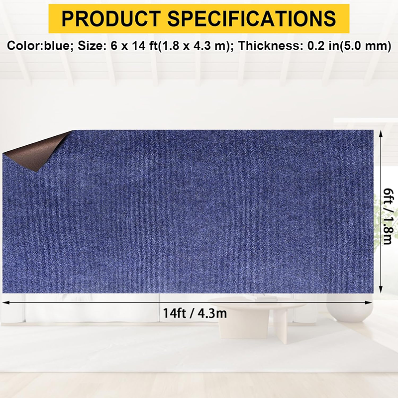 BowLift | Marine Carpet, 6' x 14' x 0.2' Thick Dark Blue Indoor Outdoor Carpet Marine Carpet with Waterproof TPE Backing, Non-Slip Outdoor Marine Carpet Roll for Home, Patio, Porch, Deck