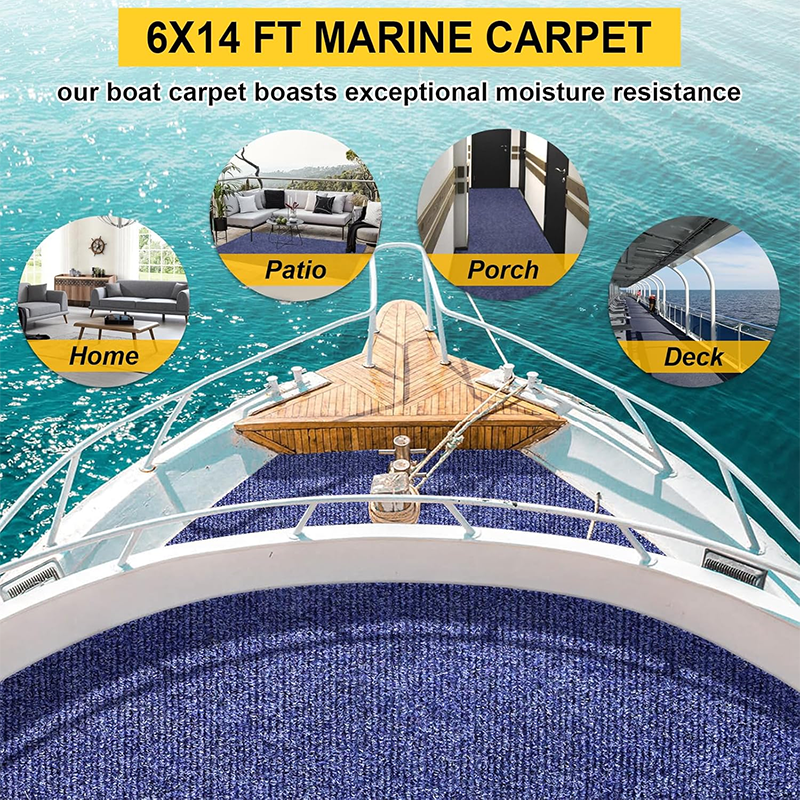 BowLift | Marine Carpet, 6' x 14' x 0.2' Thick Dark Blue Indoor Outdoor Carpet Marine Carpet with Waterproof TPE Backing, Non-Slip Outdoor Marine Carpet Roll for Home, Patio, Porch, Deck