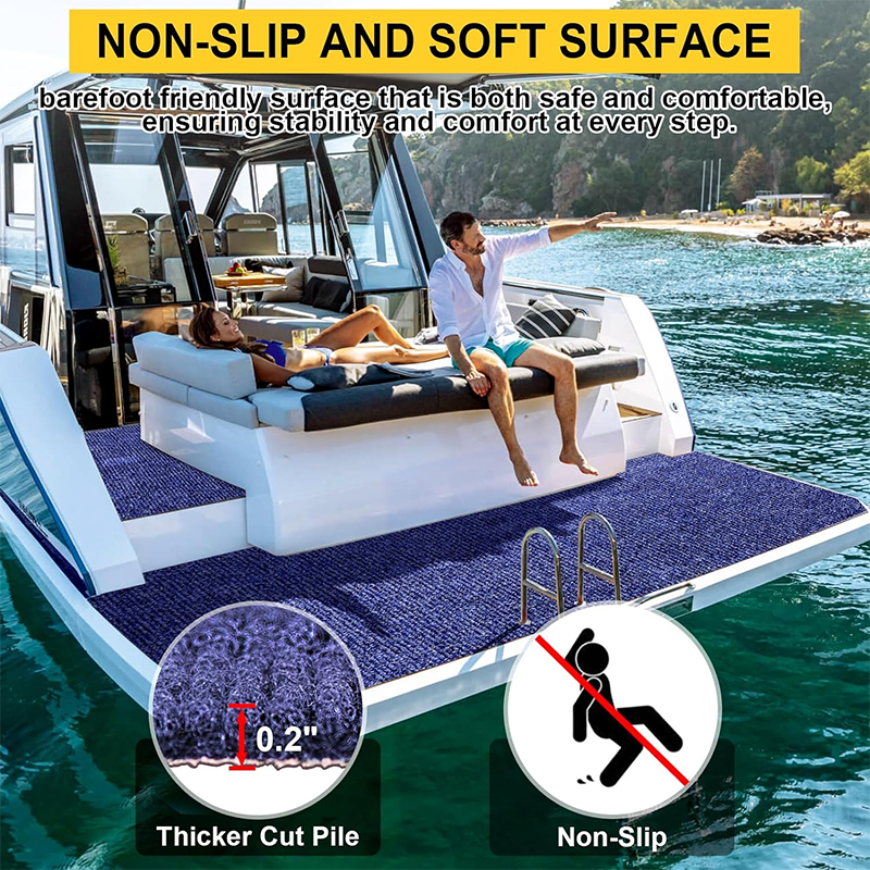 BowLift | Marine Carpet, 6' x 14' x 0.2' Thick Dark Blue Indoor Outdoor Carpet Marine Carpet with Waterproof TPE Backing, Non-Slip Outdoor Marine Carpet Roll for Home, Patio, Porch, Deck