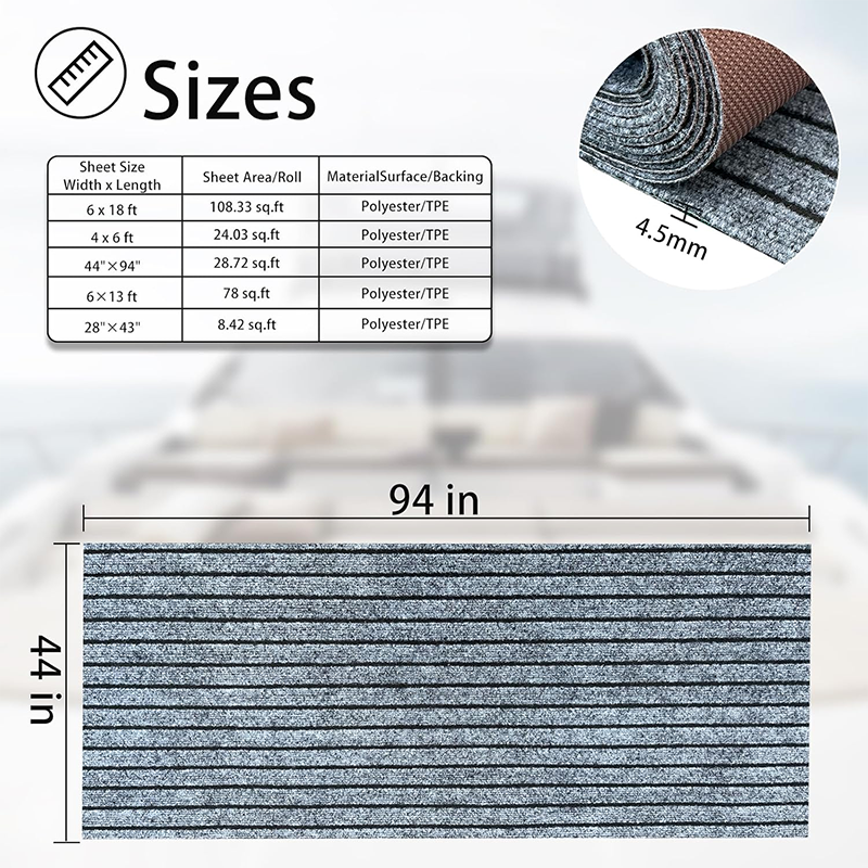 BowLift | Marine Carpet Boat Carpet Marine Grade - Waterproof Grey Teak Indoor/Outdoor Carpet with Marine Backing, Anti-Slide, Cuttable, Easy-to-Clean Patio and Deck Rug