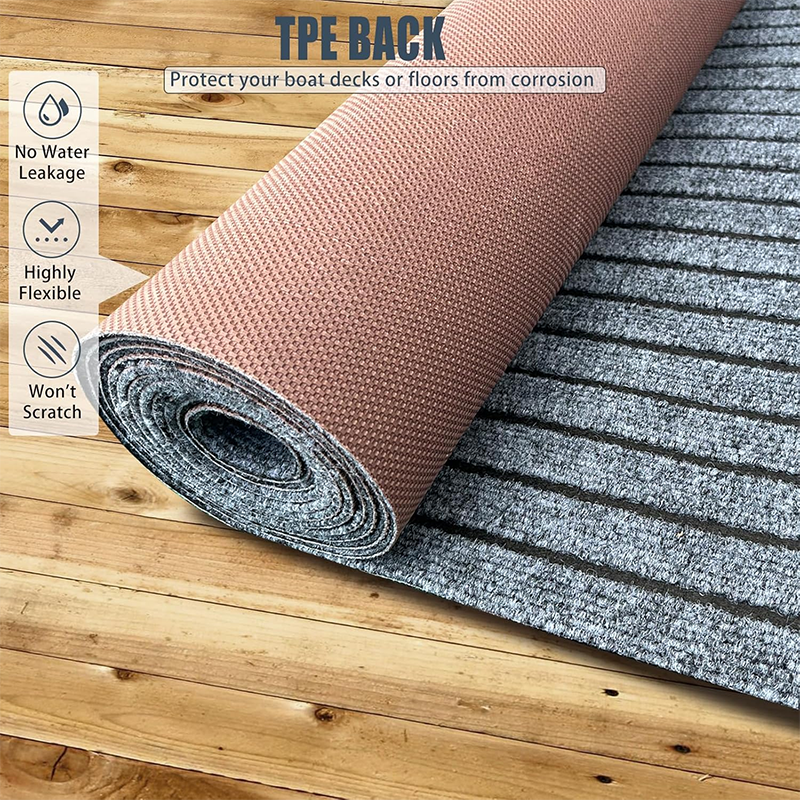 BowLift | Marine Carpet Boat Carpet Marine Grade - Waterproof Grey Teak Indoor/Outdoor Carpet with Marine Backing, Anti-Slide, Cuttable, Easy-to-Clean Patio and Deck Rug