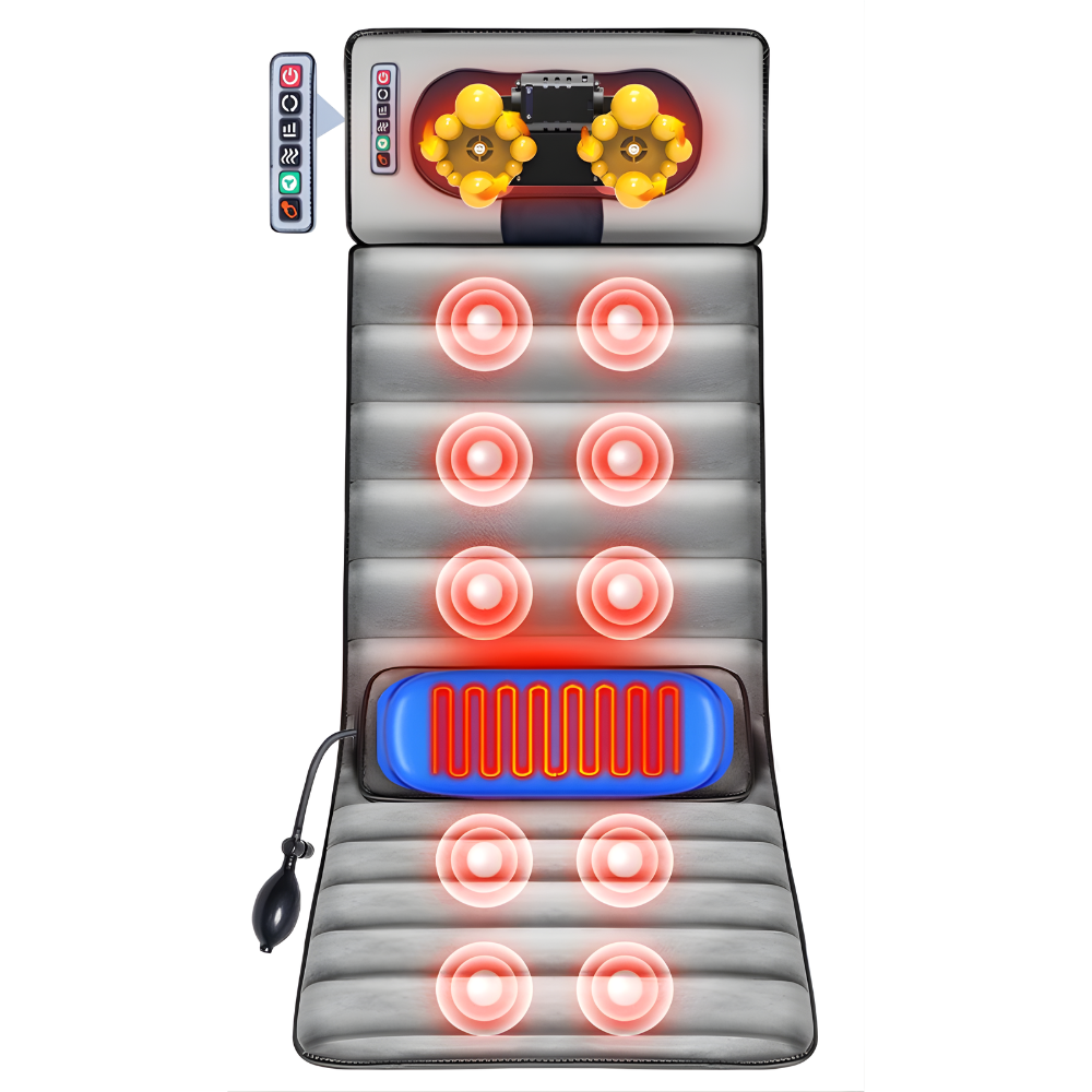 BowLift | Full Body Massage Mat with Vibrations and Heat – Gray Velvet Surface
