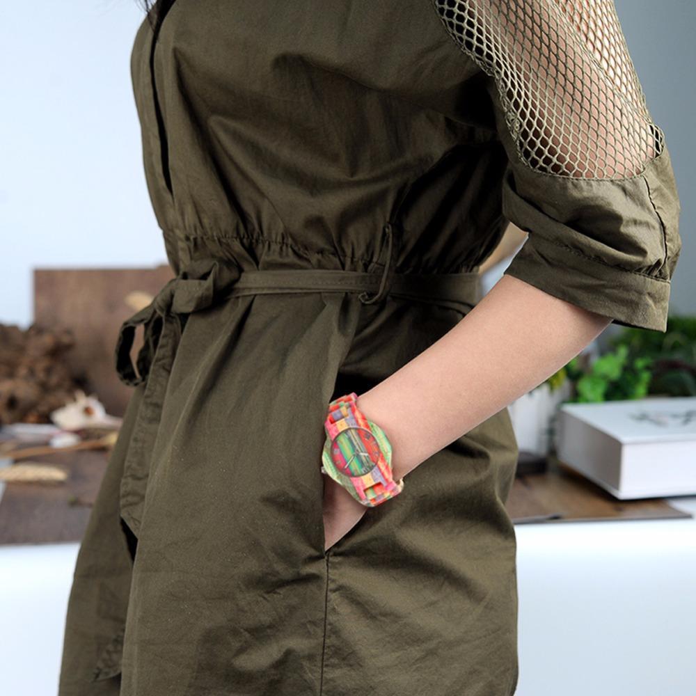 BowLift | Men Women Fashion Colorful Wood Bamboo Watch Quartz Analog Handmade Full Wooden Bracelet Luxury Wristwatches  Gifts for Lovers
