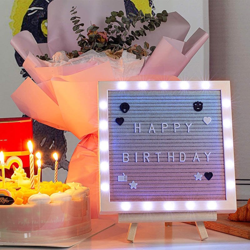BowLift | 10in × 10in Message Board LED Gradient Felt Letter Board Sign Lights for Valentine's Day Birthday Gifts Baby Showers Wedding Party Decor