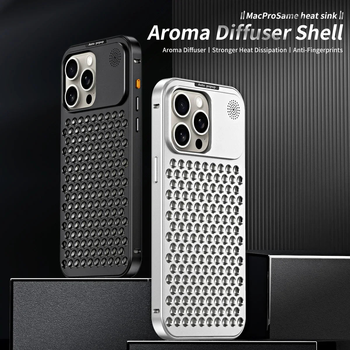 BowLift | Breathable Perfume Aluminum alloy Heat Dissipation Phone Case For iPhone 12 13 14 15 Pro Max Plus Detachable Cover