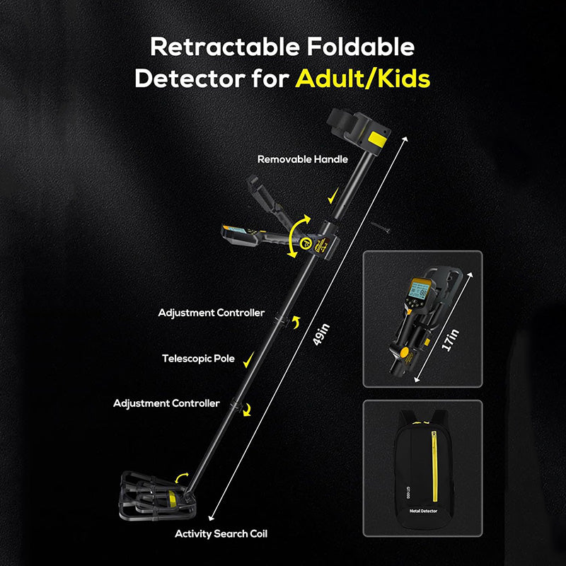 BowLift | 10" IP68 Coil Metal Detector Professional Higher Accuracy Metal Detector with LCD Display Retractable Foldable