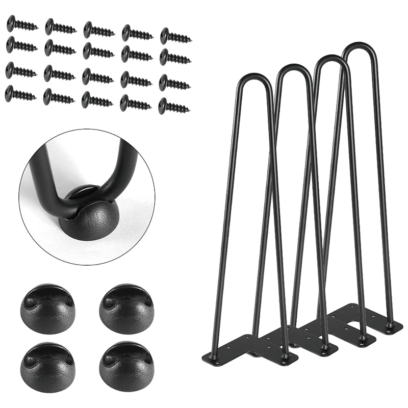BowLift | 16" Satin Black Hairpin Coffee Table Legs,Furniture Legs Solid Metal Heavy Duty Dining Table Legs Modern(Set of 4)