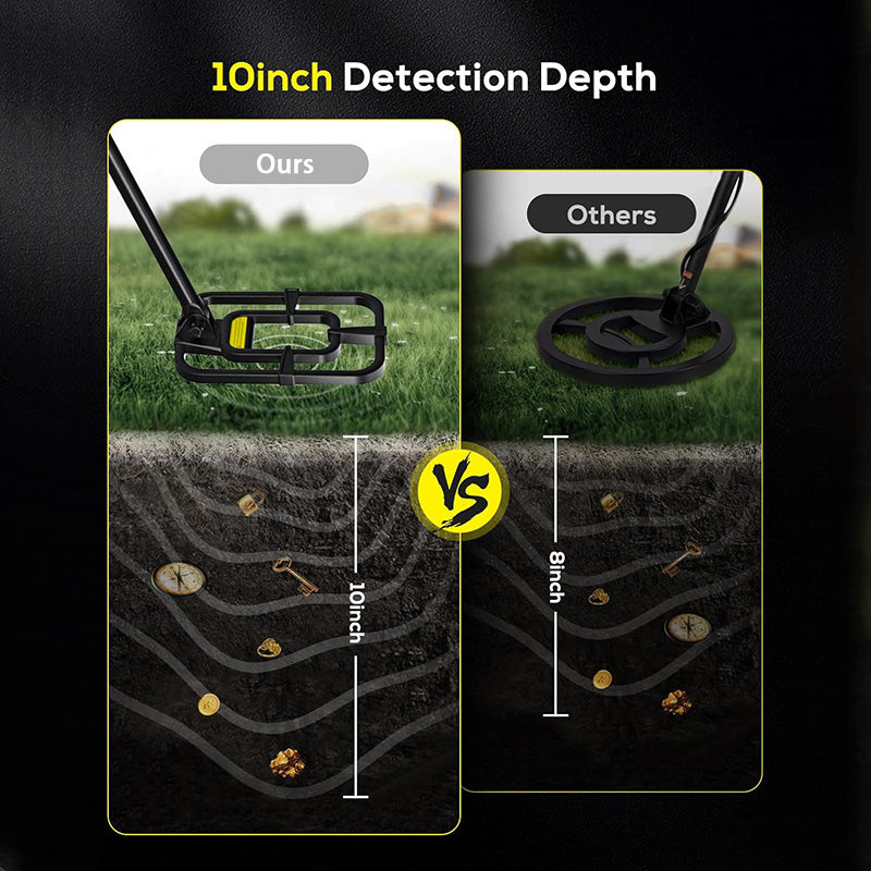 BowLift | 10" IP68 Coil Metal Detector Professional Higher Accuracy Metal Detector with LCD Display Retractable Foldable
