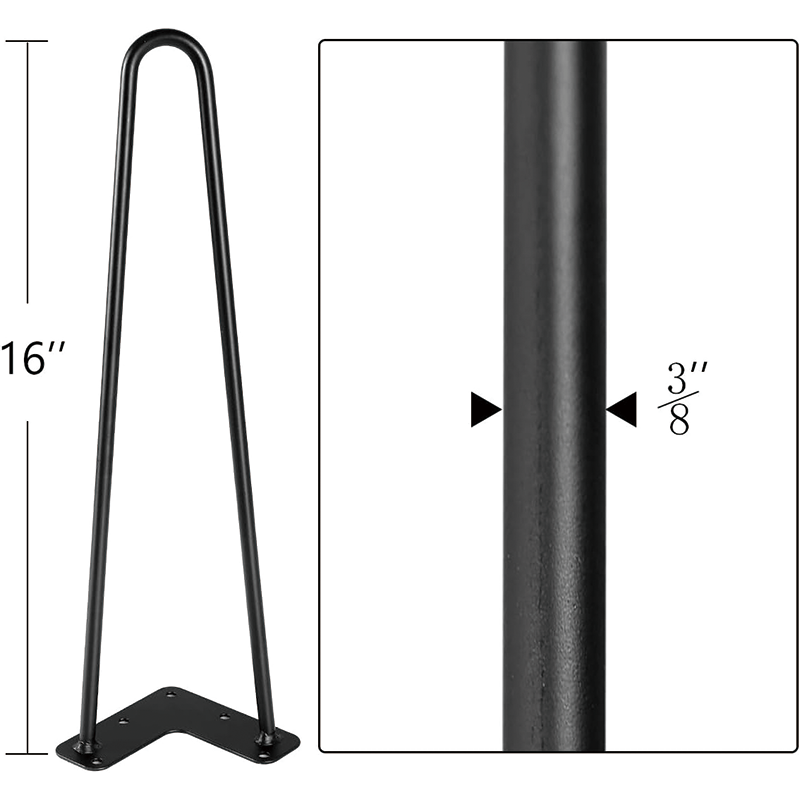 BowLift | 16" Satin Black Hairpin Coffee Table Legs,Furniture Legs Solid Metal Heavy Duty Dining Table Legs Modern(Set of 4)