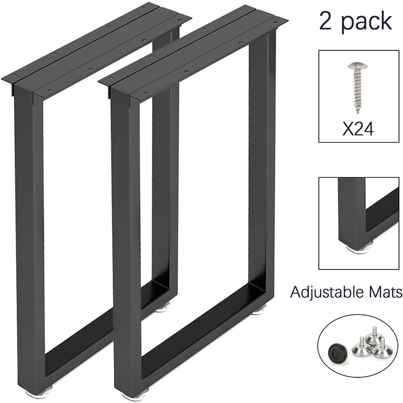 BowLift | Metal Table Legs 28 inch Height x 17.7 inch Wide,Square Reinforced Steel Office Table legs Set of 2 for Desk/Table DIY