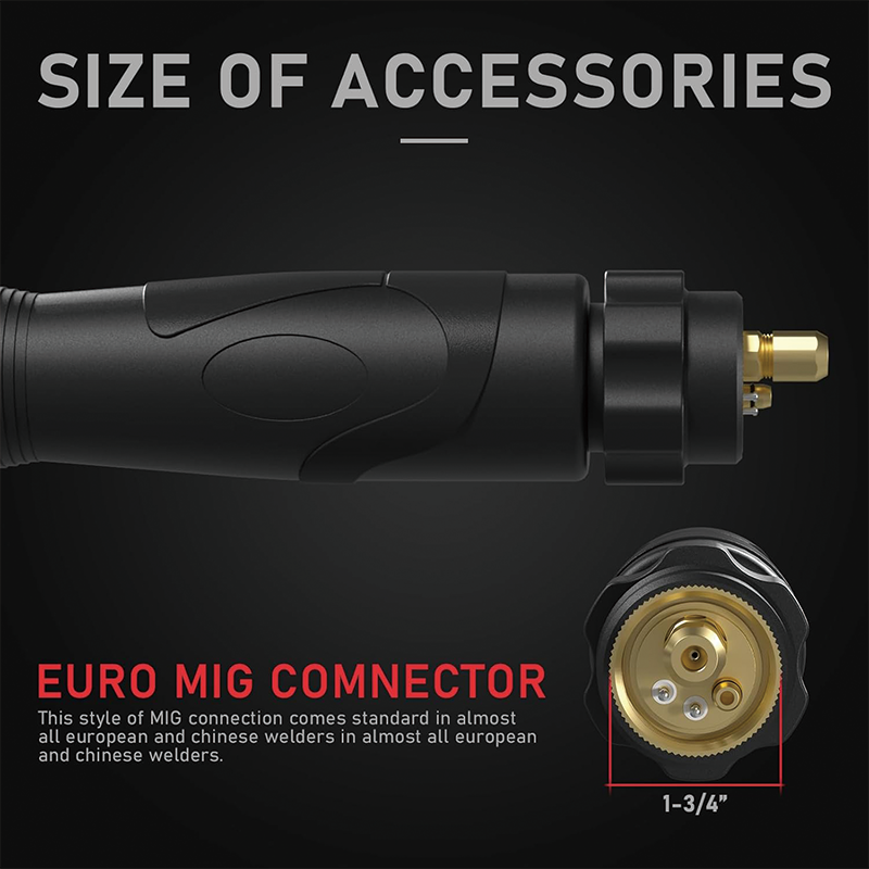BowLift | 15Ft MIG Welding Gun, 250Amp Euro connection Replacement MIG Welding Gun, for Torch Welder Gun Miller Welding Gun