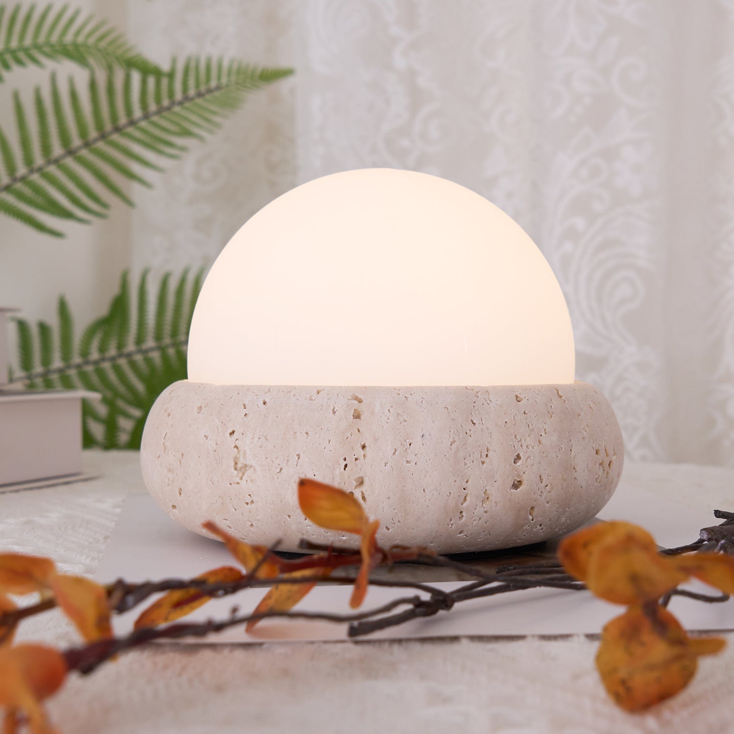 BowLift | Travertine Table Lamp