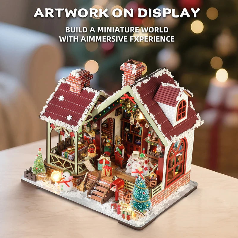 BowLift | Miniatuur Houten Poppenhuis – Creatieve Bouwset met LED-Verlichting & Meubels