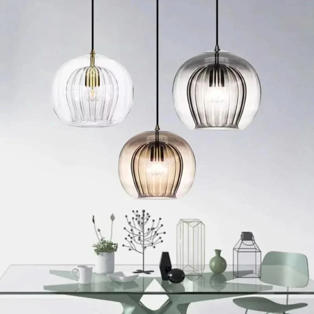 BowLift | TimberGlow - Modern Glass Pendant Light