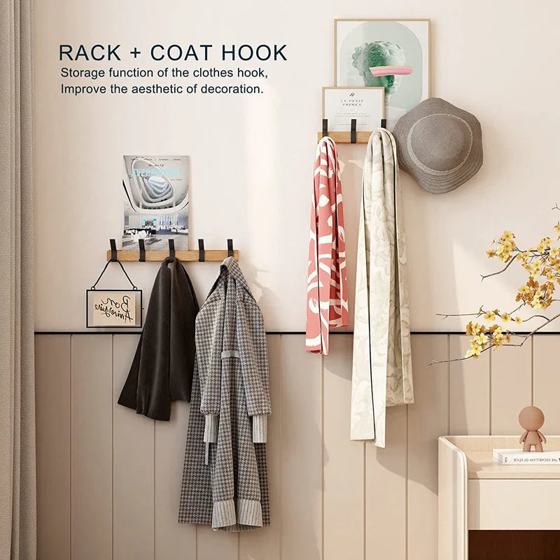 BowLift | Wall wardrobe with movable hooks – Scandinavian design made of wood metal