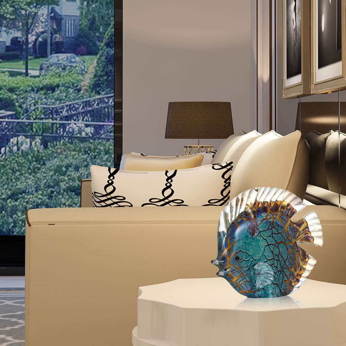 BowLift | Multicolored Polka Dotted Tropical Fish Delicate Glass Sculpture Elegant Apartment Decoration Glass Fish Exquisite Space Apartment Decoration Craft