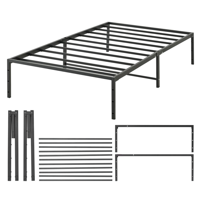 BowLift | 14 Inch Twin Bed Frame,No Box Spring Needed,Heavy Duty Metal Platform Twin Size Bed Frames Space Under Double Basic Steel Slats Platform,Easy Assembly, Noise Free