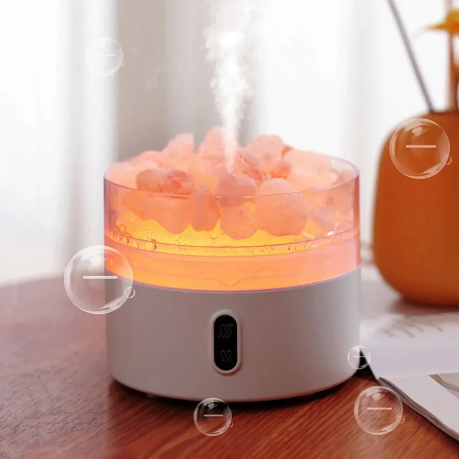 BowLift | Salt Lamp Diffuser - USB Ultrasonic Essential Oil Humidifier with Himalayan Salt Crystals & Night Light