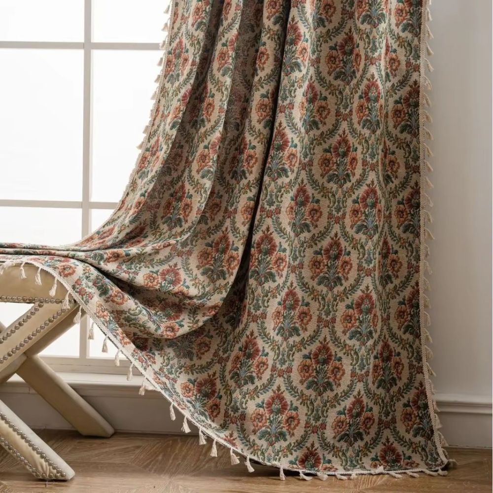 BowLift | Ditsy Floral Tassel Curtain Panel for Bedroom or Living Room