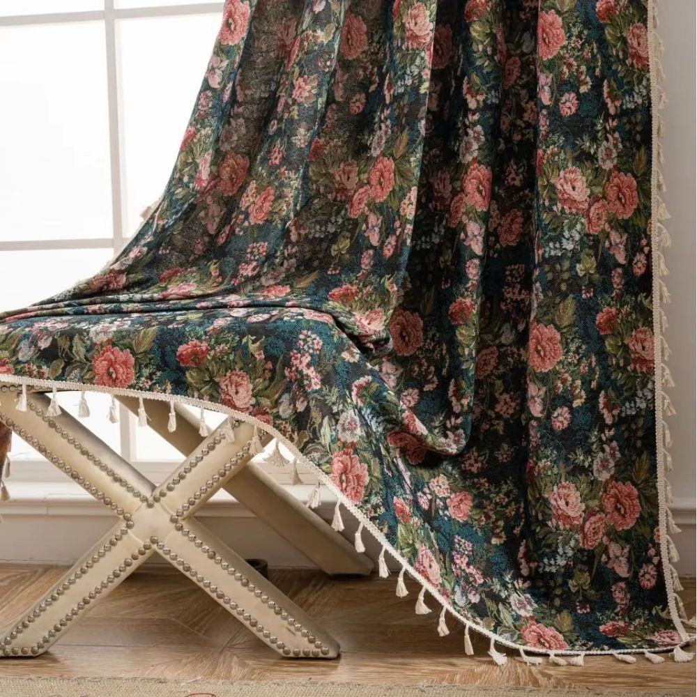 BowLift | Noveau Ditsy Floral Tassel Curtain