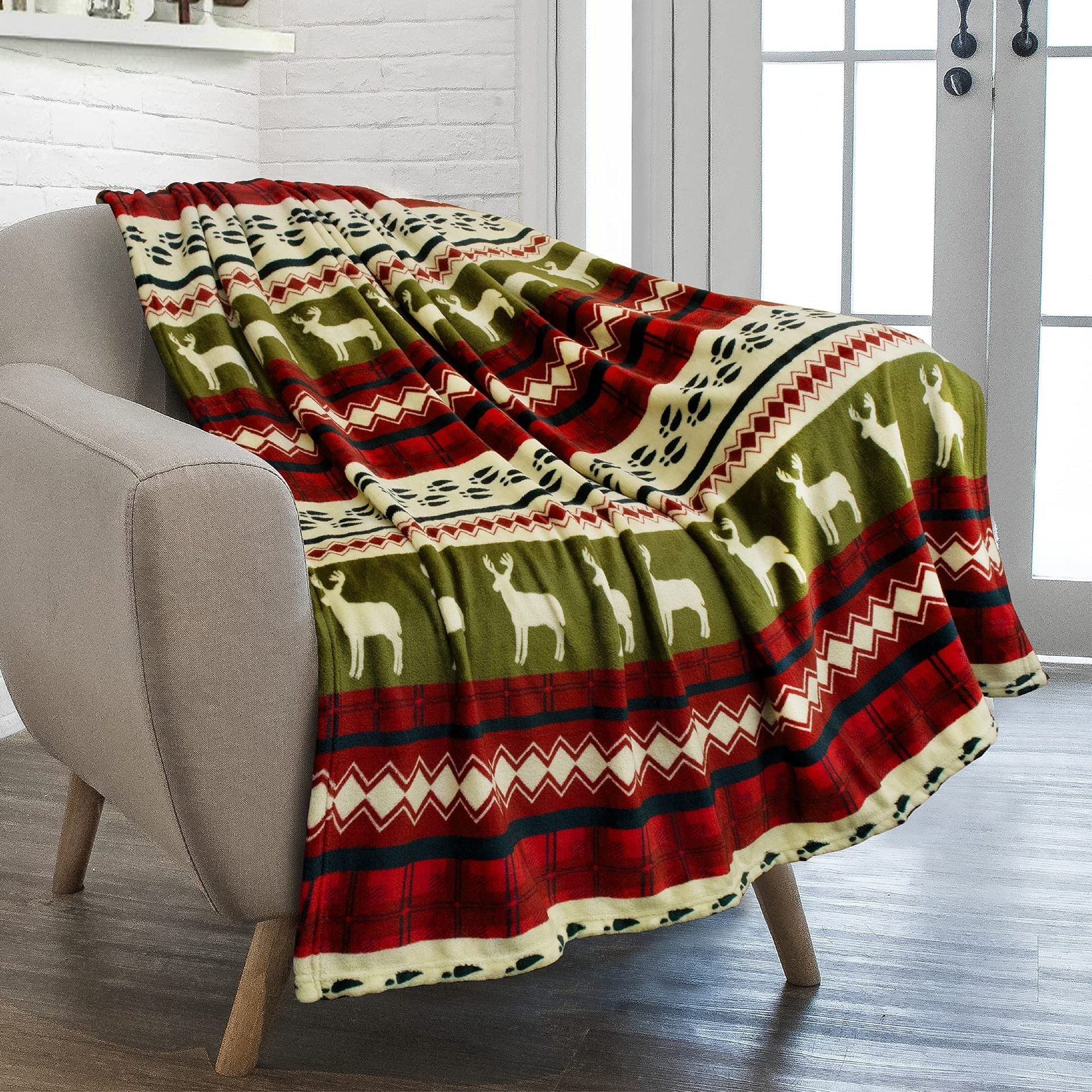 BowLift | Christmas Holiday Reindeer Snow Flannel Blanket Warm