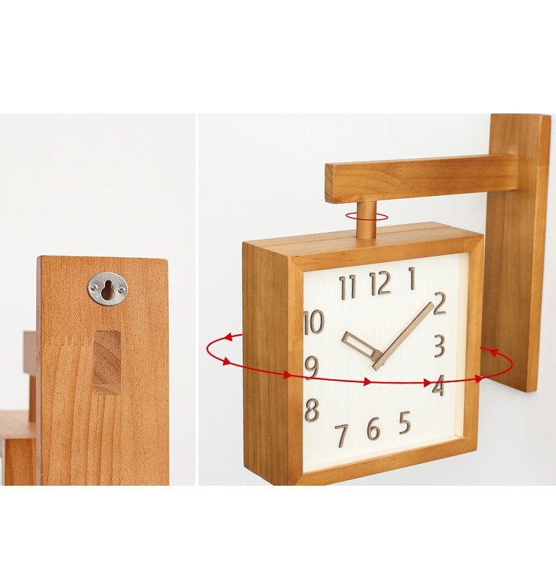 BowLift | Wall-Corner-Two-Sided Wood-Analog-Clock