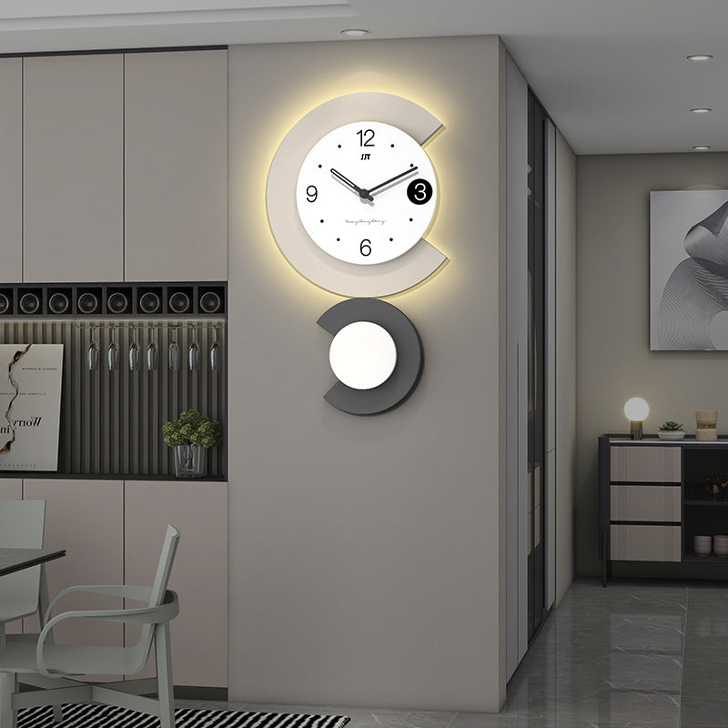 BowLift | Modern LED Lamp Silent Wall Clock for Living Room