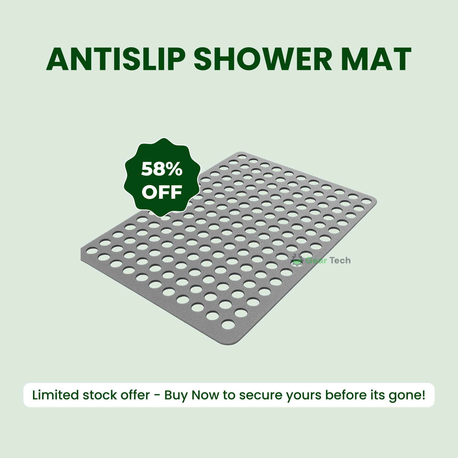 BowLift | Antislip Shower Mat | Hygienic, Mold Resistant & Comfortable for Safe Bathroom Use