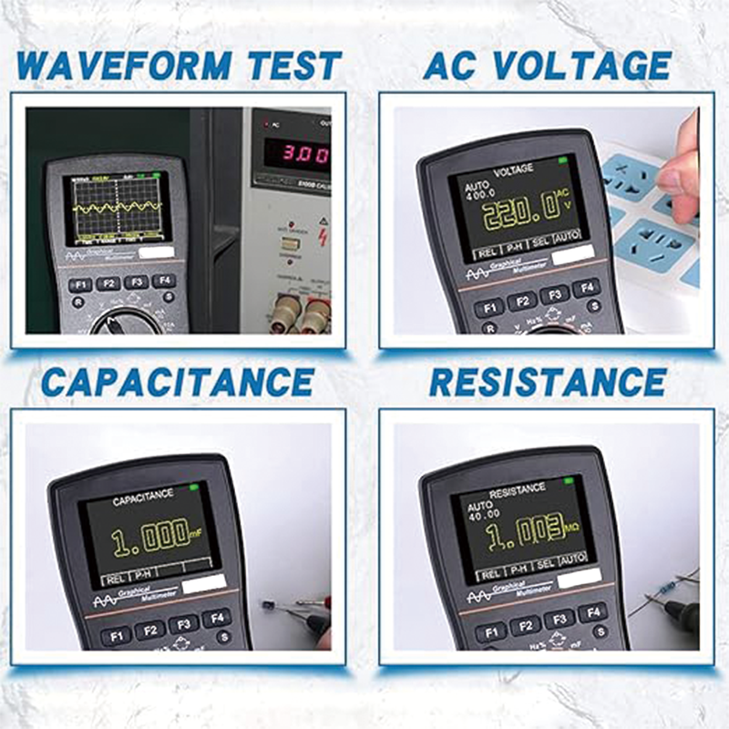 BowLift | 2 in 1 Handheld Oscilloscope Multimeter Professional Oscilloscope Multimeter with 2.5 Msps High Sampling Automatic Waveform Capture Function DC AC Voltagem Current Test