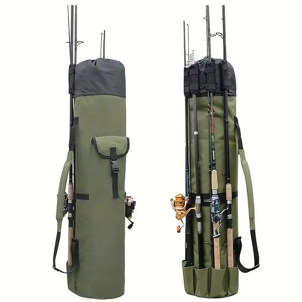 BowLift | Fishing Rod Carry Bag – Foldable, Lightweight & Durable Storage with 5-Rod Capacity (Army Green)