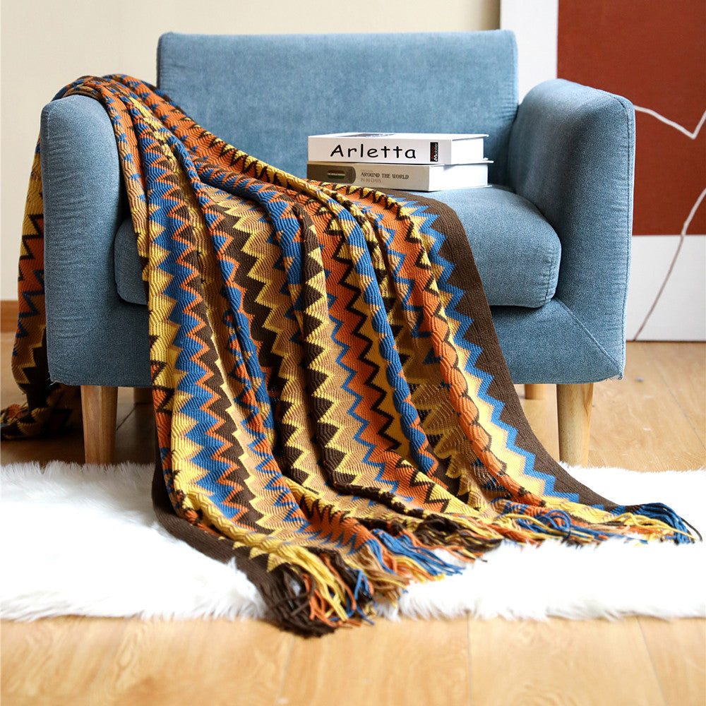 BowLift | Boho Chevron Duvet Cover – Handwoven – With Fringes – Warm Earth Tones