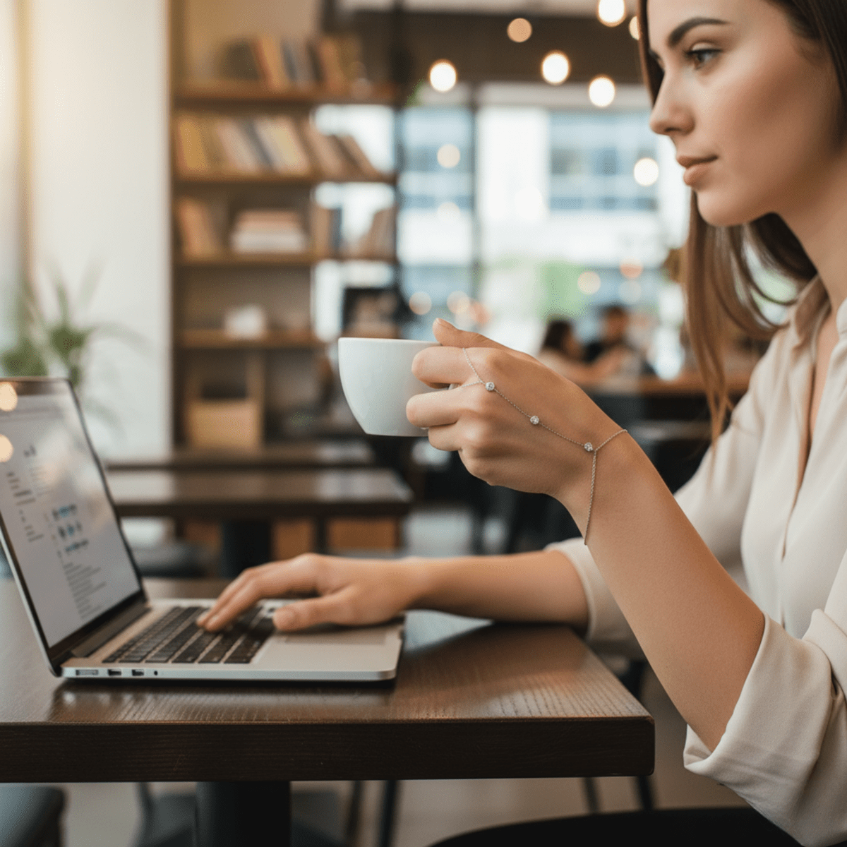 BowLift | Adjustable Finger Ring Bracelet made of Stainless Steel with Crystals