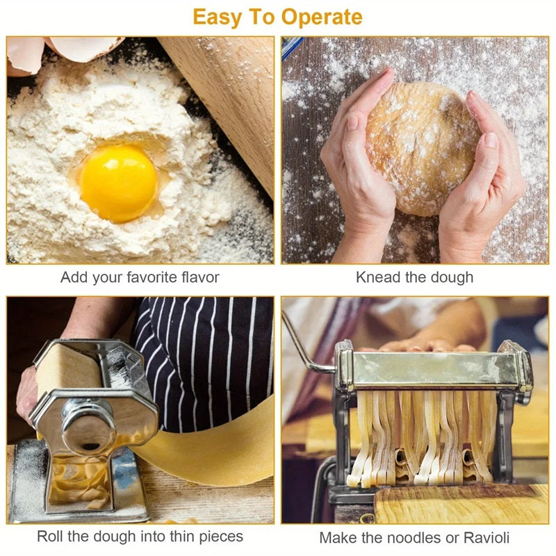 BowLift | Compact Stainless Steel Pasta Maker with 6 Adjustable Thickness Levels