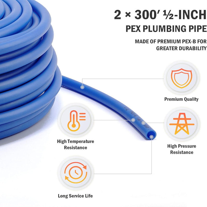 BowLift | 1/2 Inch PEX-Al-PEX Tubing  2 Rolls of 300ft PEX-B Coil Hose for Water Line & RV Sewer Hose PEX Radiant Heat Tubing