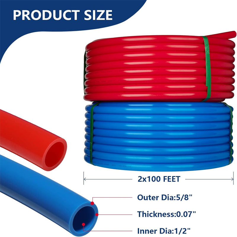 BowLift | 1/2 Inch 2 x 100FT PEX Tubing Pex B Tubing for Hot/Cold Water Plumbing Radiant Heat Floor Heating Plumbing Red&Blue