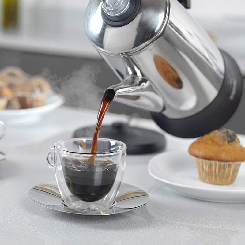 BowLift | 12-Cup Espresso Maker Stainless Steel Multifunctional Semi-Automatic Drip Coffee Maker Electric Thermal Kettle