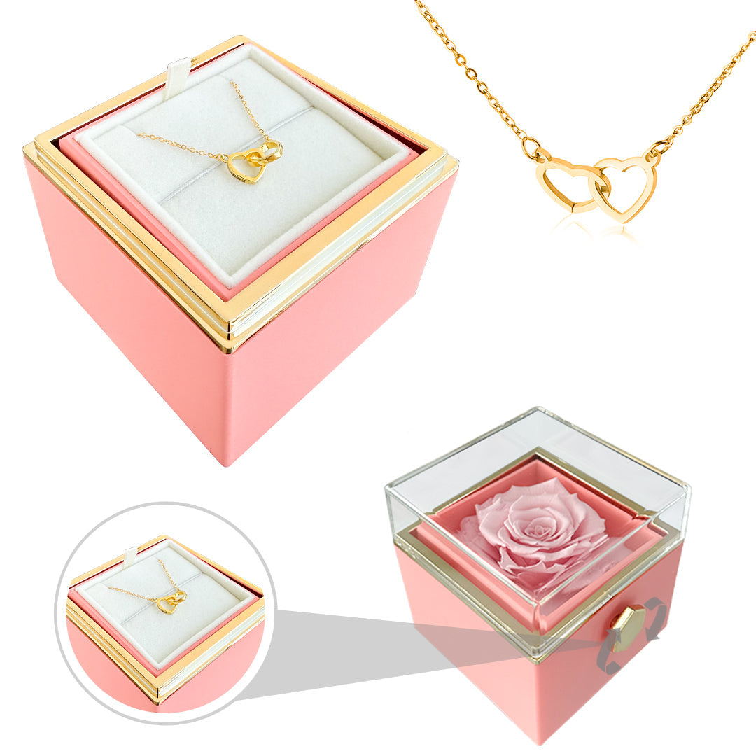BowLift | Gift Set Rose & Heart Necklace Light – Eternal Rose with Hidden Love Necklace