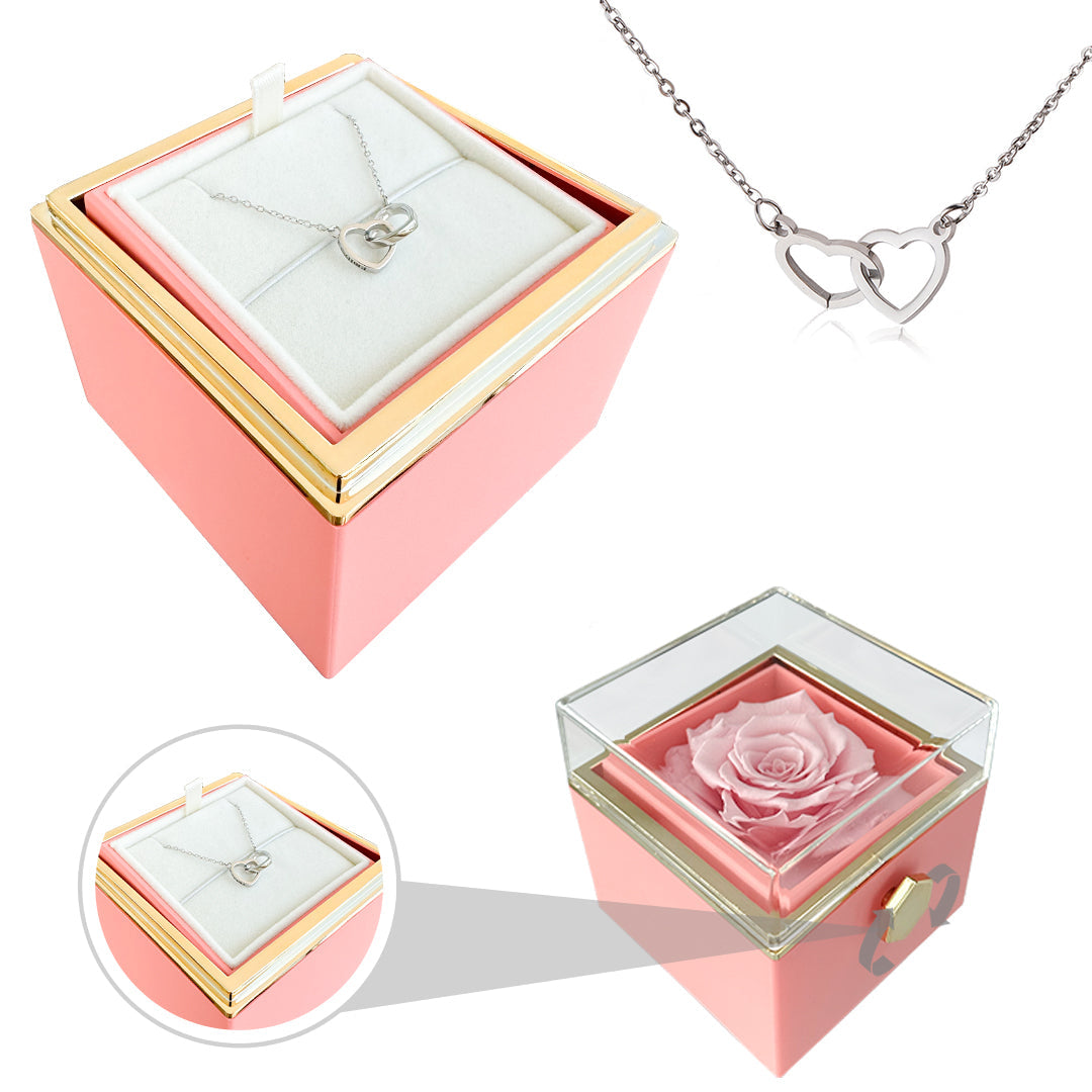 BowLift | Gift Set Rose & Heart Necklace Light – Eternal Rose with Hidden Love Necklace