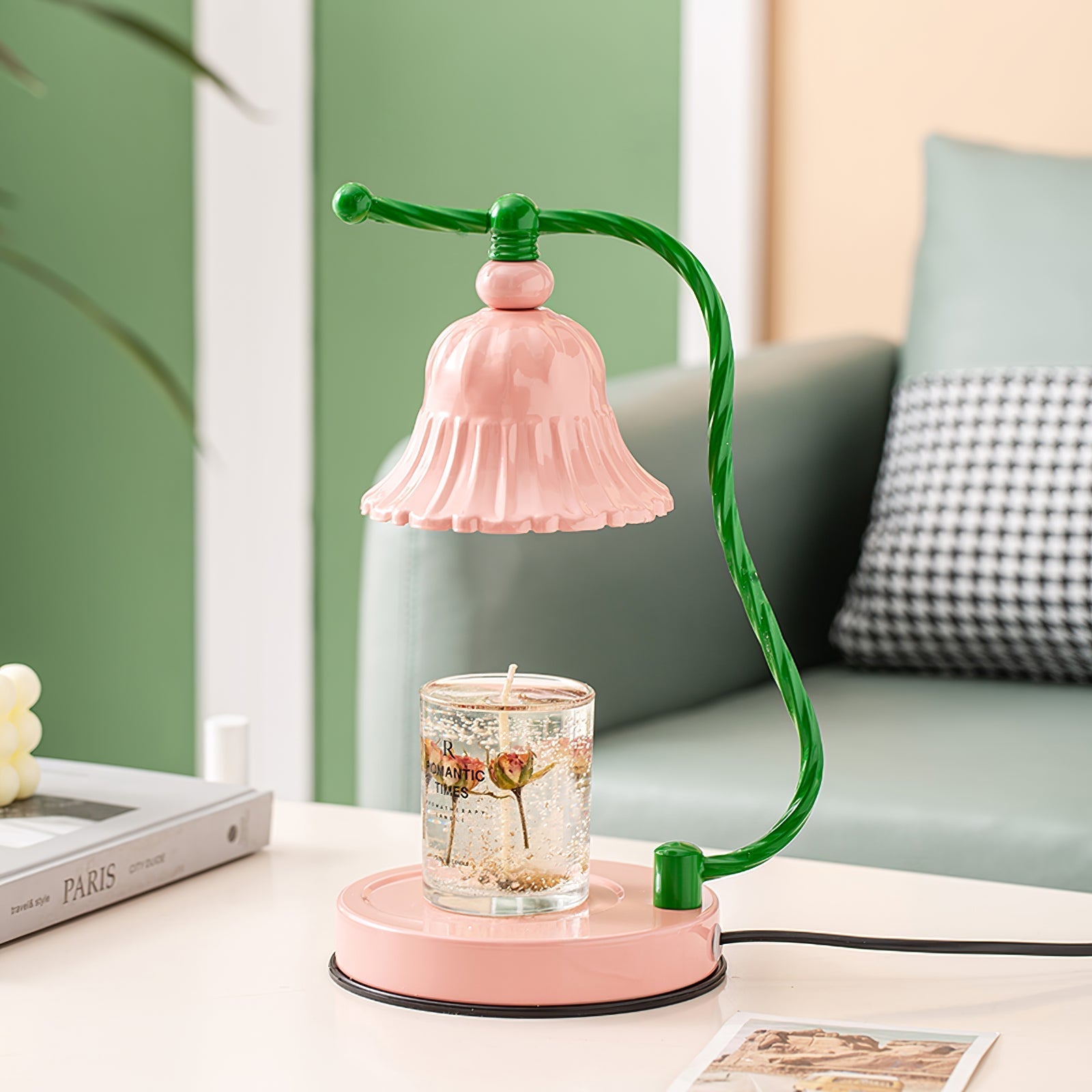 BowLift | BloomAura – Charming Pink Glass Table Lamp