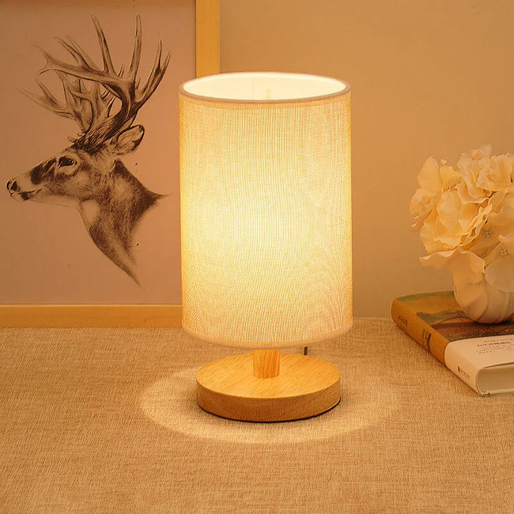 BowLift | Table Lamp Natural Wood Fabric Dimmable Light