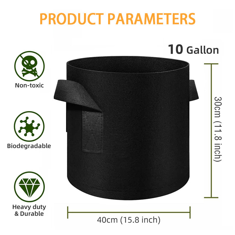BowLift | 12 Pack 10 Gallon Plant Grow Bags, Thick Non-Woven Plant Pots With Handles For Garden Planting