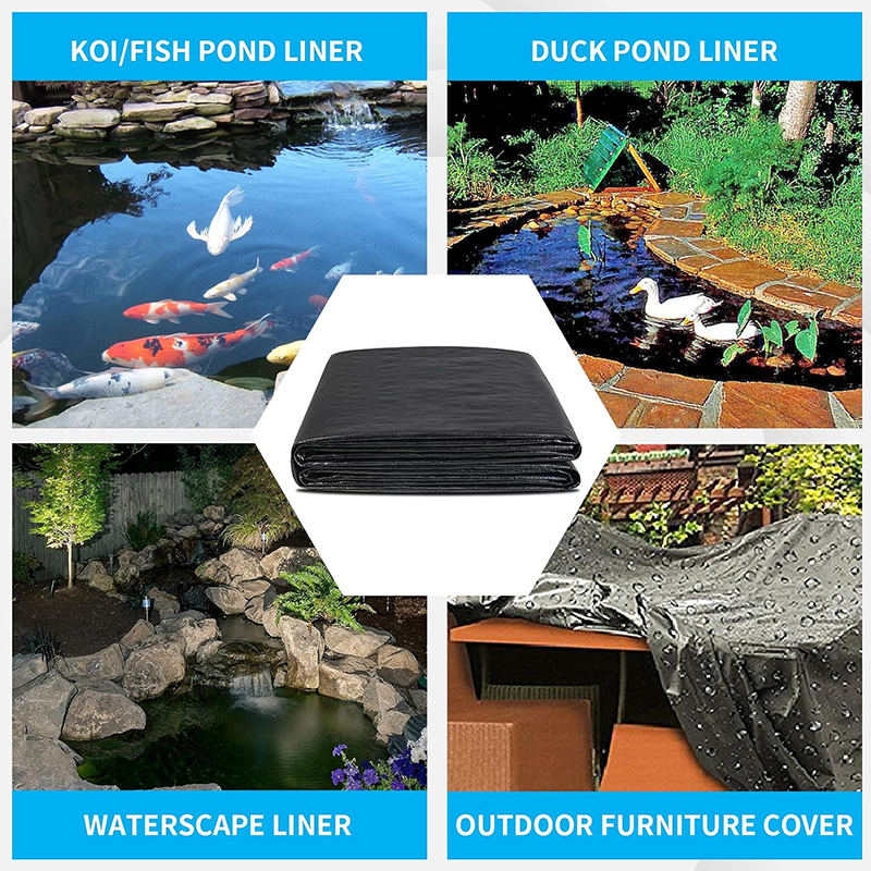 BowLift | 15X20FT Reinforced PE Pond Liner, Pond Liners for Outdoor Ponds, Hemmed Edge with Buttonholes Liners for KOI/Fish, Duck Pond and Waterscape.