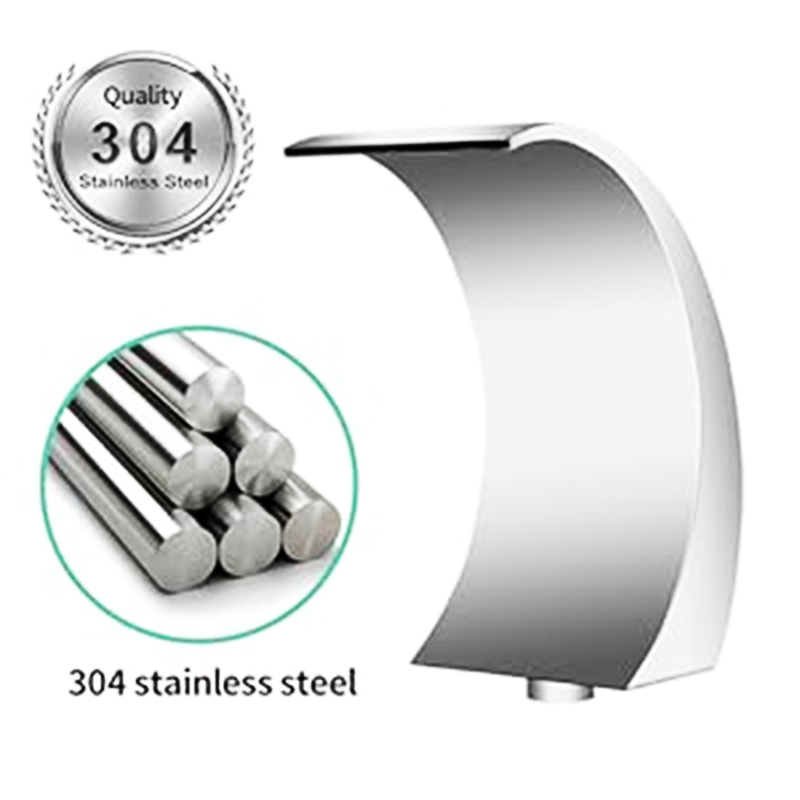 BowLift | 15.7 Inch High Stainless Steel 304 Pool Fountain Silver for Above Ground Pool Garden Outdoor Waterfall Steep Drop Pond Water Feature