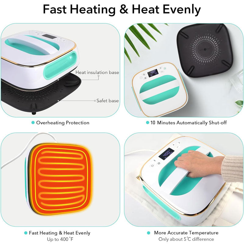 BowLift | T-Shirt Heat Press, 10"X10 Portable Heat Press, Sublimation Iron, Easy To Iron, For Hats, Bags, Heat Transfer Projects