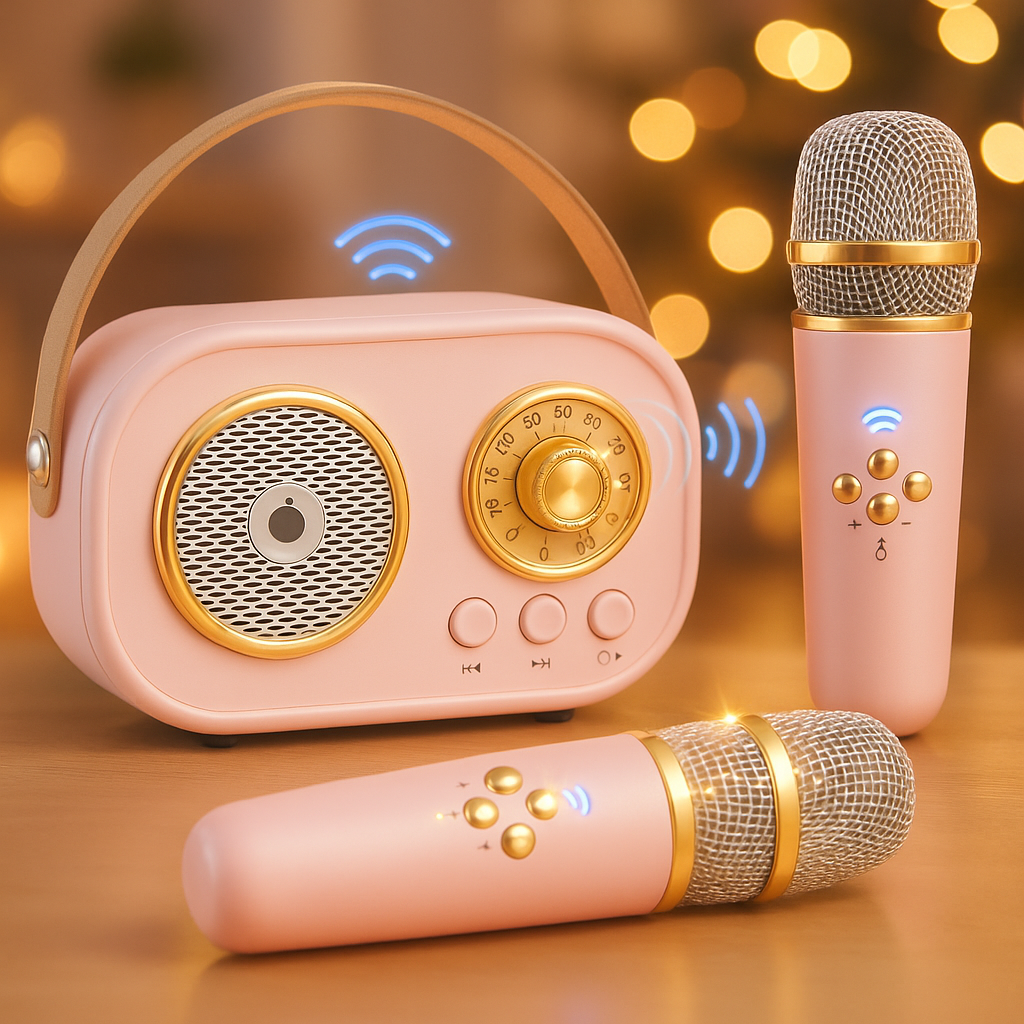 BowLift | Karaoke Machine Retro Bluetooth Music Speaker Set