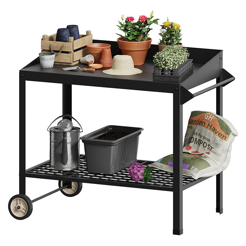 BowLift | Weatherproof Metal Potting Bench with Wheels Planting Table Gardening Work Benches for Outside