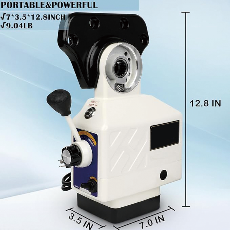 BowLift | X-Axis Power Feed,450 in-lb Torque,110V, 0-200PRM Adjustable Rotate Speed Power,for Bridgeport Some Knee Type Mills with a 5/8" End Shaft Diameter