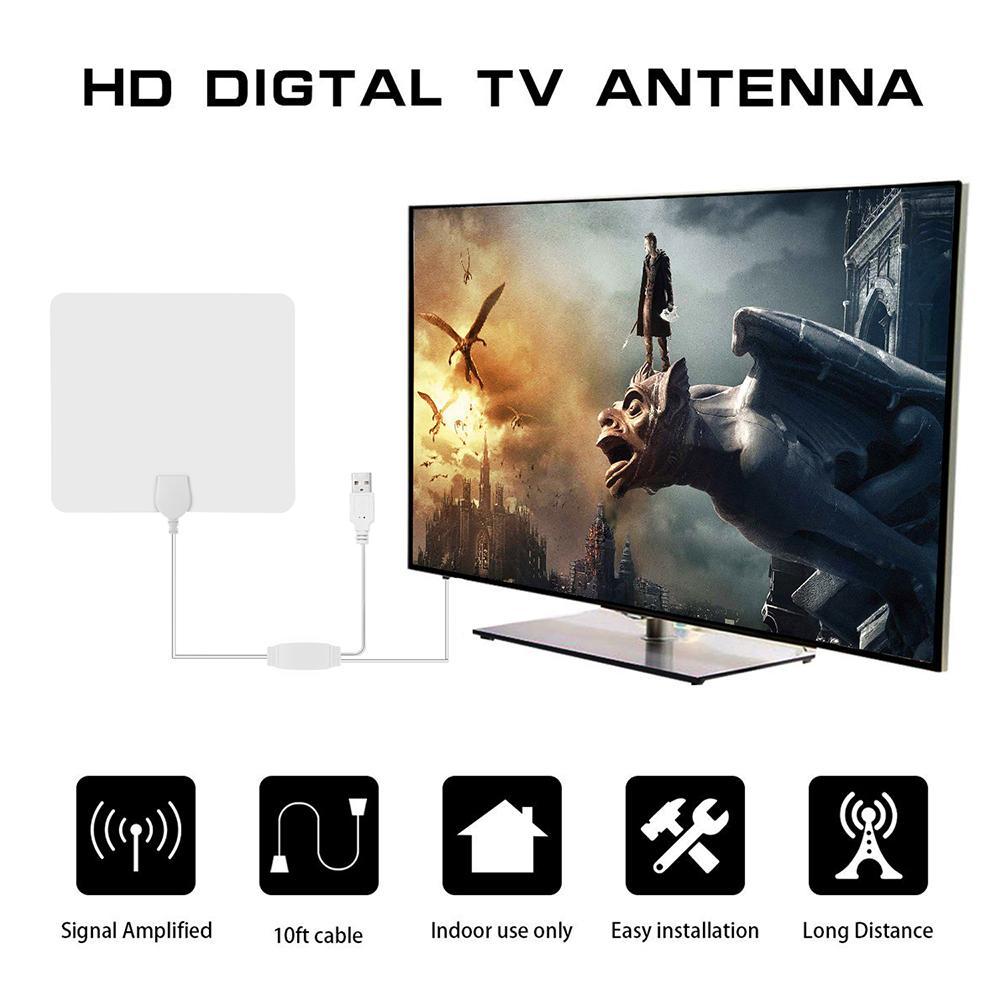 BowLift | White HDTV Antenna - With Signal Amplifier Booster 1080P 80Mile Range