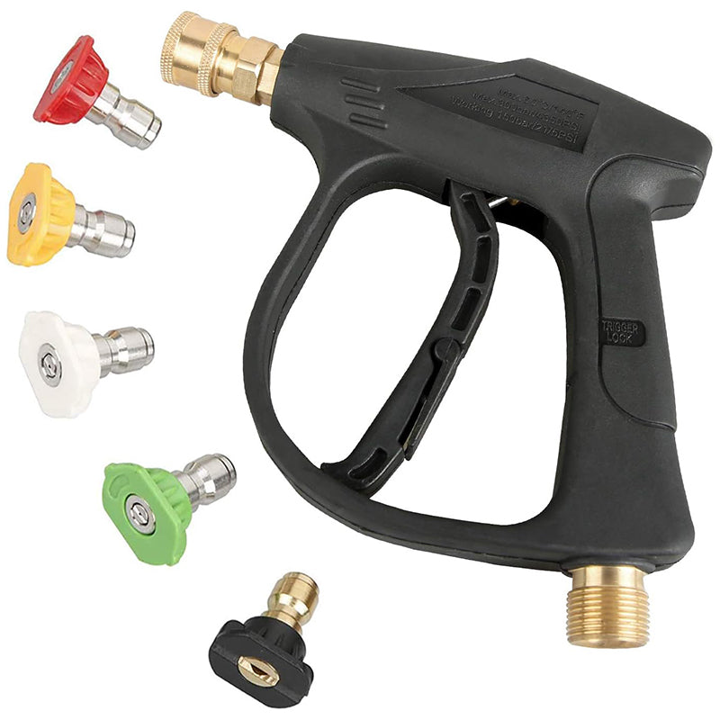 BowLift | Stainless Steel High Pressure Washer Gun 3000 PSI Max with 5 Color Quick Connect Nozzles M22 Hose Connector